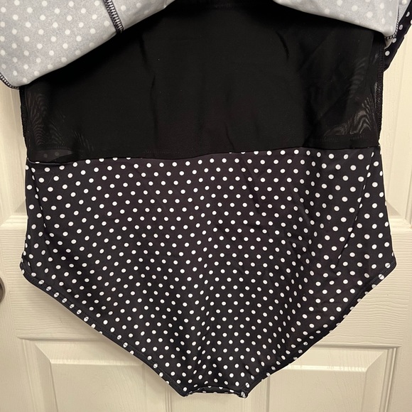 NWT Swimsuits for All Ladies Sz 16 Squareneck Black & White Polka Dot Swimdress - Picture 6 of 16